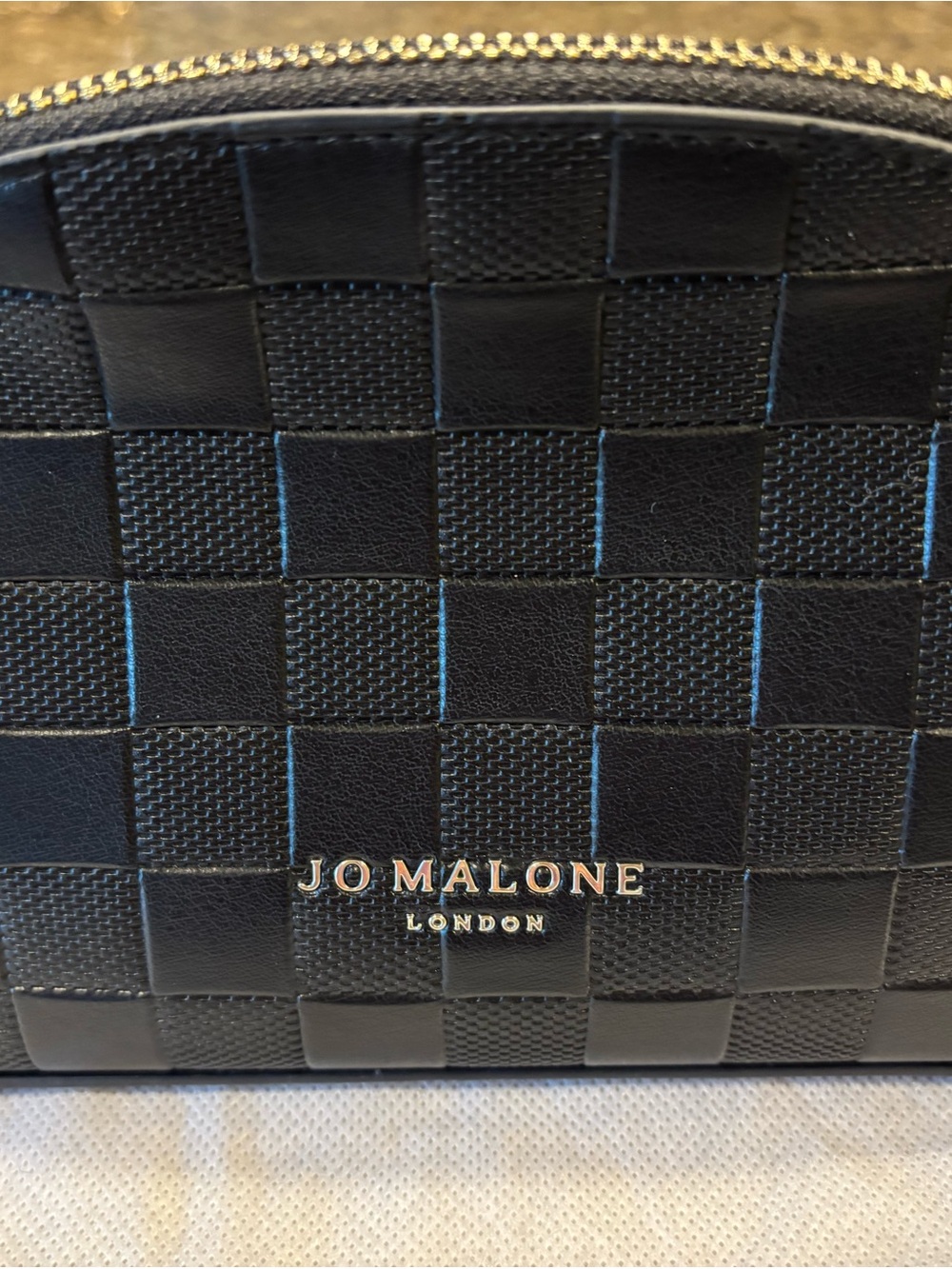 Jo Malone Black Checker Quilted Toiletry Pouch with Gold Logo